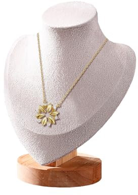 TINGSING Espositore per collane in velluto, espositore per gioielli, busto, manichino, collana, ciondolo, catena con base in legno, espositore per gioielli per casa, negozi e fiere