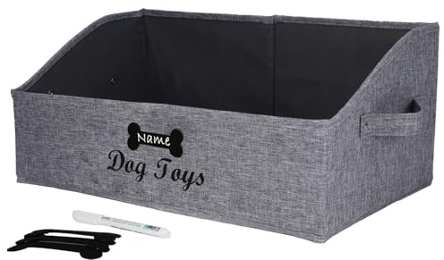 Geyecete Grandi Cestino Giochi Cane,Pieghevole Scatola giocattolo per cani, Tessuto Trapezio per cani,Organizzatore di giocattoli per Cani-Grigio