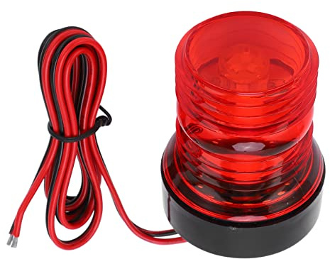 Feu de Navigation pour Bateau, Feu D'ancre Tout Autour à 360 °, Feu Arrière Marin, visibilité 2 NM, IP66, Lumière Rouge étanche pour la Voile DC 12 V-24 V