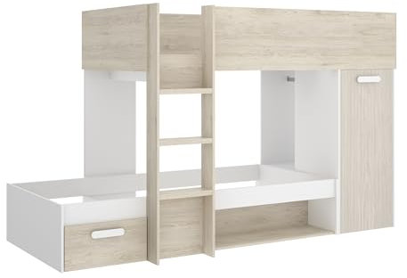 DEKIT GRUPO RIMOBEL Cama Nido, Melamina, Blanco/ALISTONADO, 150 x 245.8 x 111.7, 03K4748654