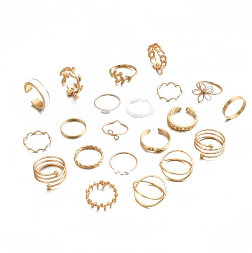 ZOPJUMA 21 pcs Bague Femme Acier Inoxydable Bague,Empilables Bague Phalange Ensemble,pour Les Femmes Knuckle Midi Rings