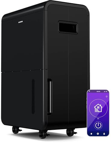 Klarstein DryFy Grand Smart 70L Luftentfeuchter - WLAN-App-Steuerung, 8L Tank, 24h Timer, Automatische Abschaltung, Tragbar, Elektrischer Luftentfeuchter für Keller & Räume bis 90 m²