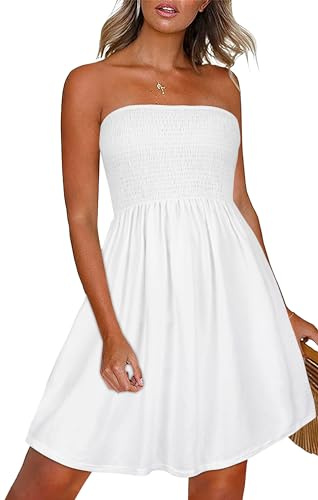 florynova Robe d'été décontractée sans manches pour femme, robe d'été à épaules dénudées, cache-maillot de plage