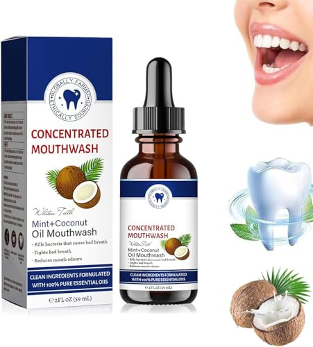Coconut Fresh Oil-Pulling Mouthwash, Coconut Oil Pulling for Teeth, Coconut Pulling Oil, Fresh Breath & Whitening Mouthwash, Pure Organic Coconut Oil Pulling for Teeth (1)