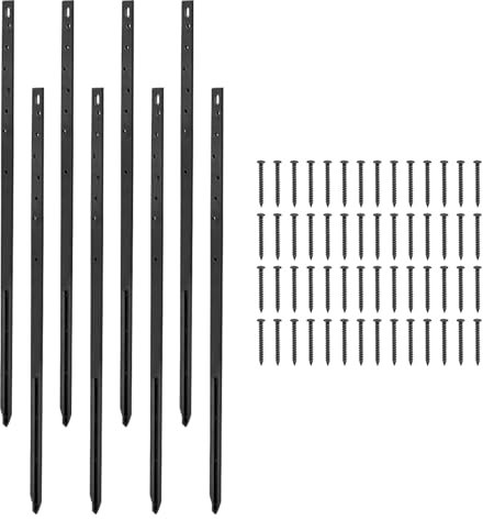 Estacas de reparación de postes de valla, 4 estacas de metal resistente de 75 cm, soporte de poste de valla que refuerza y repara postes dañados o rotos (8 piezas)