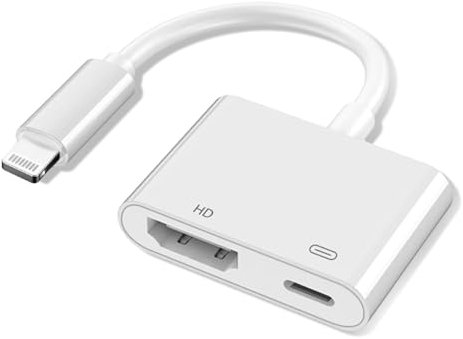 Puiseno HDMI Adapter für iPhone,HDMI Digital AV Adapter Lightning 1080P Video Audio Sync Screen Converter mit Lightning Ladeanschluss für TV/HDTV/Monitor/Projektor iPhone/iPad