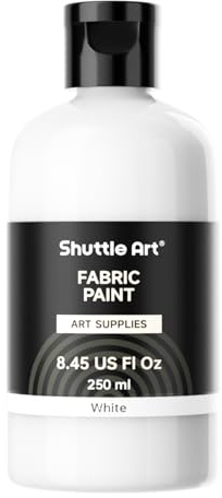 Shuttle Art vit textilfärg kan tvättas i maskin, tvättbara tygfärger (240 ml)
