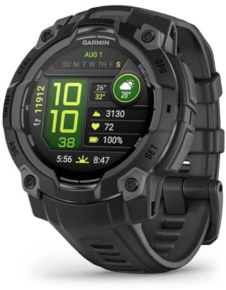 Garmin [renewed Instinct 3, Reloj Inteligente con GPS, Pantalla AMOLED de 45 mm, Resistente al Agua, Aplicaciones Deportivas integradas, Monitorización de la Salud, Negro, (Reacondicionado)