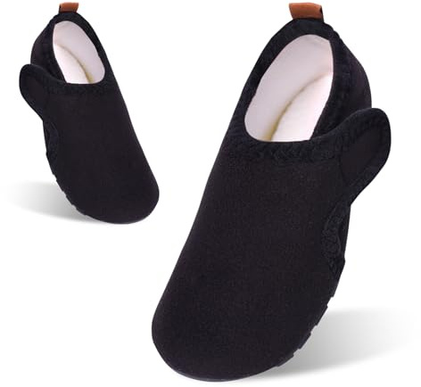 Tolaler Chaussons Enfant Fille Garçon Pantoufles Peluche Antidérapants Souple Confortable Chaudes Fermeture Auto-Agrippante Maison Intérieur Chaussons Hiver 21-32
