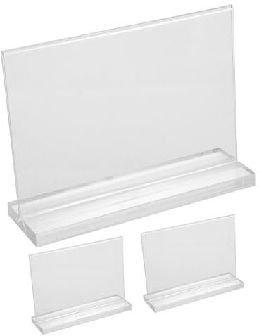 STOBAZA 3pcs Shaped Display Stand Acrylic Sign Holder Plate Display Stand for Wedding Restaurant Signs Memory Table