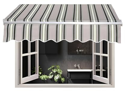 Tessuto di ricambio per tende da sole da patio, tela di ricambio per tendone da esterno per finestra, veranda, copertura superiore in poliestere a righe impermeabile e protezione UV(280x200cm)