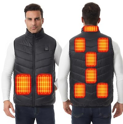 Choristry Chaleco Calefactable Hombres Mujeres Unisex 9 Área de calefacción de fibra de carbono Adecuado para trabajadores al aire libre (batería no incluida)