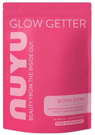 NUYU Biotin Extra - 10,000mcg High-Strength Biotin Tablets with Vitamin B7. One-a-Day, 2 Month Supply - Supports Healthy Hair, Skin & Nails. 100% Vegan, Made in The UK