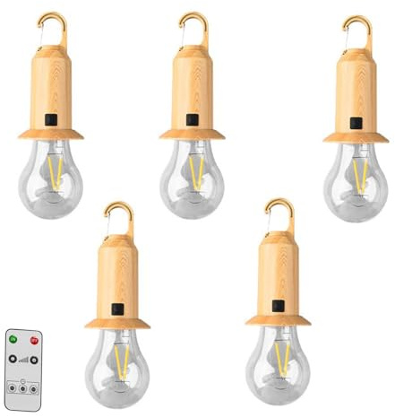 Y.W.Licht Solar Camping Lantern, LED Rechargeable, IP65 Waterproof, 3 Lighting Modes with Hanging Hook for Tent, Emergency, RV, Garden, Patio, Hiking, Pack of 5