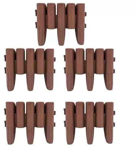 Gettimore Plastic Lawn Edging 1.4 m, Wood Look Garden Border for Flower Bed and Palisade, Brown PP Landscape Edging - 5 Pack