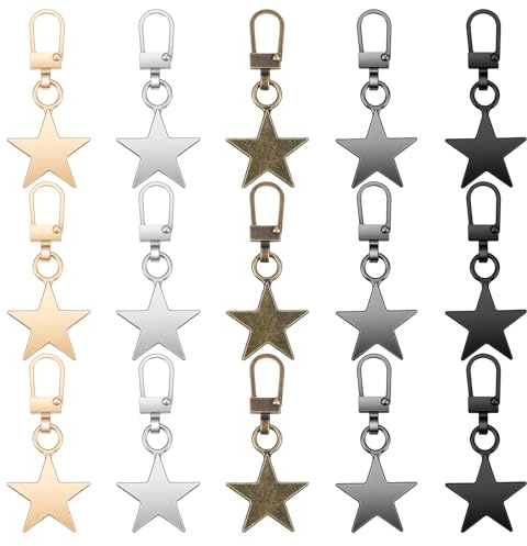 Elegaperma 30 PCS Star Zipper Pulls for Purses, 5 Colors Zipper Pull Star, Zip Puller Replacement, Zips Pull Decorative for Bags and Clothing Accessories