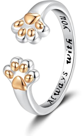 Deyanse Bague d'étreinte pour femme en argent avec cœur, chien, ange, patte, maman, bébé, bague d'amitié ouverte avec zircone, cadeau avec carte de vœux