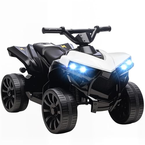 AIYAPLAY Kinder Quad Elektro 6V Kinderquad mit Vorwärts-, Rückwärtsfunktion, Musik, LED-Scheinwerfer, Kinderfahrzeug Elektro-Quad für Kinder von 37-72 Monaten Weiß