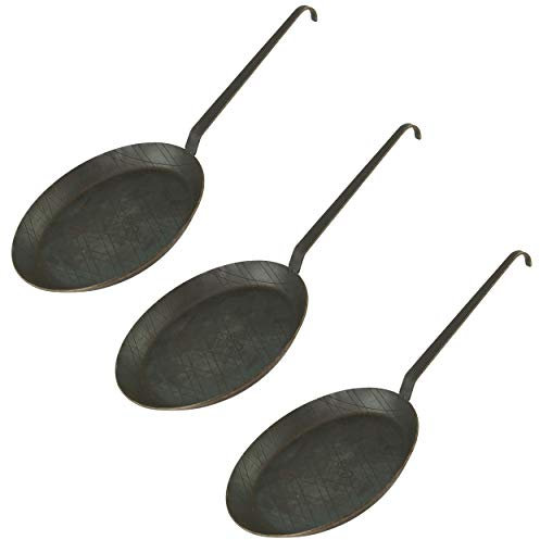 Markenlos Set di padelle in Ferro battuto con Gancio Manico in Tenendo. Misure e Set, Acciaio Inox, Typ3-3er