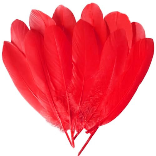 100PCS Red Goose Feathers 6-8Inch for Crafts Christmas Cosplay Clothing Accessories Dream Catchers Wedding Party Decorations