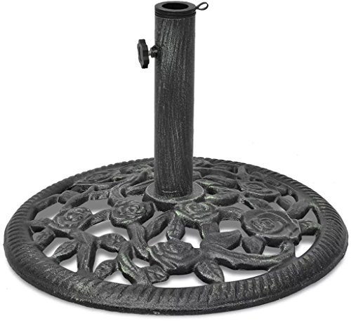 yorten Sonnenschirmständer Rund Ständer aus Gusseisen 12 kg 48 x 32,5 cm (Durchmesser x H) Schwarz und grün