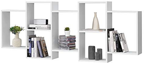 [en.casa] Wandregal Jessheim 161x18x65 cm mit 7 Ablageflächen max. 25 kg Spanplatte Weiß