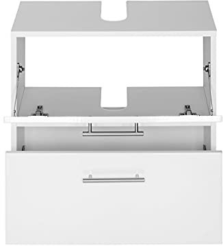 Waschbeckenunterschrank Pollet, 60 cm, 1 Tür und 1 Schublade, Weiß