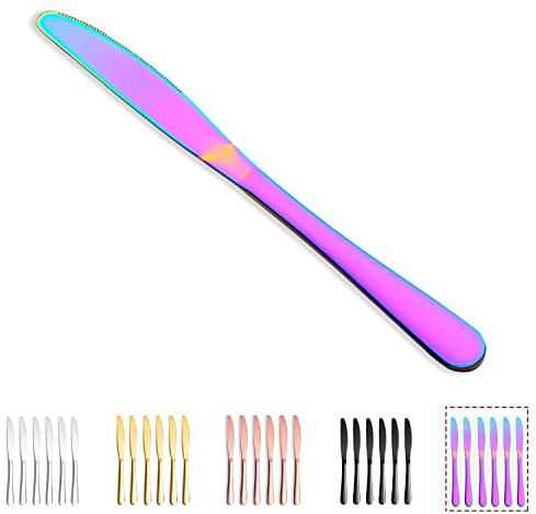 Kyraton Coltello da tavola 6 pezzi, set di coltelli da bistecca da 9 pollici in acciaio inossidabile coltello da tavola, posate set di coltelli da burro set di posate, set di posate