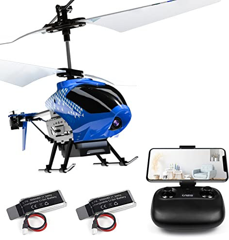 Ulifance U12S RC Helikopter mit Kamera, Hubschrauber Ferngesteuert für für Kinder ab 14 Jahren, In/Outdoor Ferngesteuertes Flugzeug mit 2 Batterien, Blau