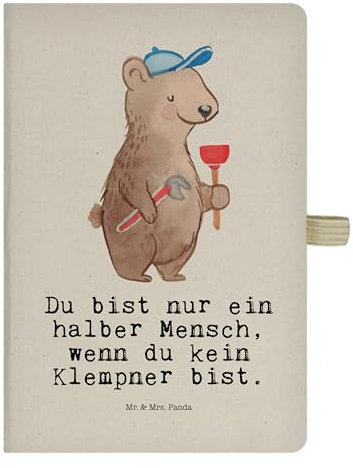 Mr. & Mrs. Panda DIN A5 Baumwoll Notizbuch Klempner Herz - Geschenk, Meister, Installateur, Arbeitskollege, Sanitärinstallationen, Fachbetrieb,