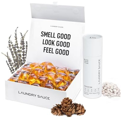 Laundry Sauce - Luxury Scented Laundry Detergent Pods & Scent Booster Bundle (Siberian Pine), Premium Laundry Washing Pods with High-End, Sophisticated Fragrances - Dye Free & HE Compatible