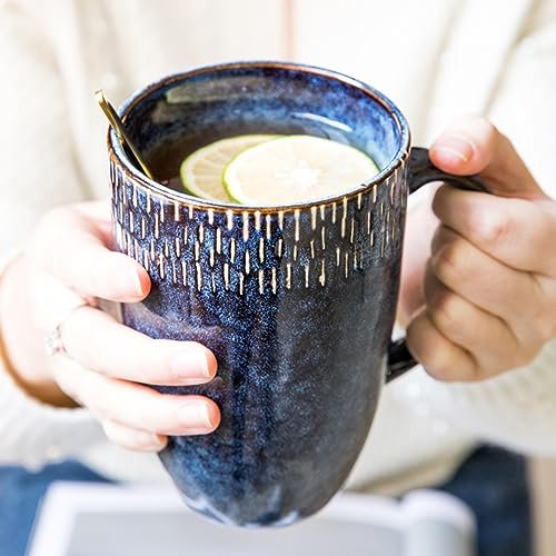 TuYines Ceramics Large 600ml Stoneware Coffee Mug, Unique Glazed, Extra Large Capacity, Heat Resistant, Dishwasher Safe, Perfect for Cappuccino, Latte, Hot Tea, Gift for Birthday/Christmas/Valentine's