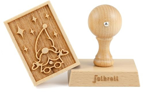 Folkroll Motiv-Keksstempel Wichtel, 70x50 mm, Cookiestempel, Backstempel, Keks, Stempel, Buchenholz, 231136