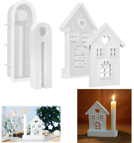 Stampi in silicone per case, portacandele in silicone con base, stampo per colata casa, stampo per calcestruzzo, stampo in silicone per candele e tealight