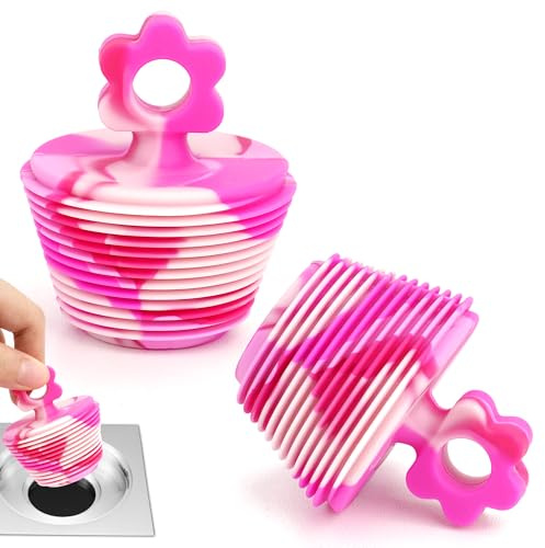 Biiange 2 Pack Universal Bathtub Stopper Silicone Bathtub Plug for Bathroom Drain Stopper Plug for Kitchen (Pink)
