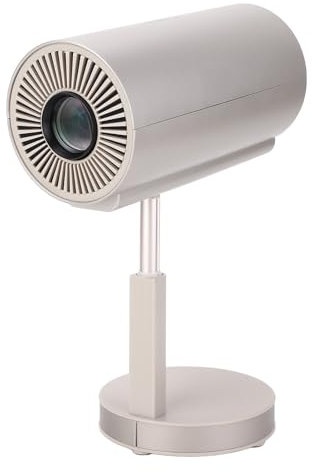 Smart Mini Projector, 4K 1080P Portable Projector with Smart Voice Control, 1200LM Brightness 3D Surround Sound Movie Projector for Home, 90 Degree Flip Head Home Theater (UK Plug)