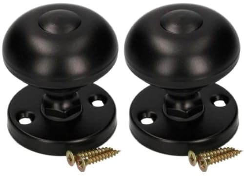 KOTARBAU® Bouton de porte Ø 55 mm - En métal - Différentes couleurs - Poignée de porte - Rosace fixe revêtue par pulvérisation (noir) (Lot de 2)