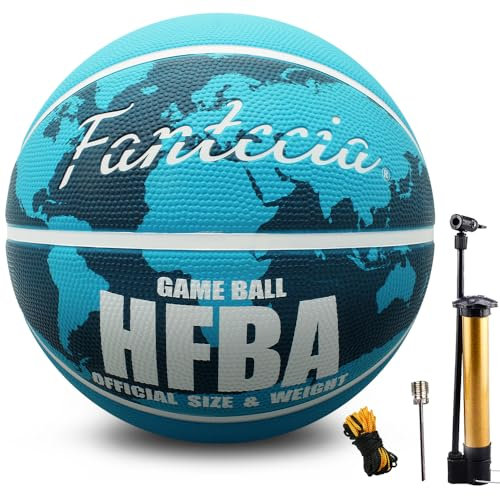 Fantecia Basketball Size 7 with Pump for Outdoor Indoor, Rubber Basketball Ball for Adult Youth, School, Training