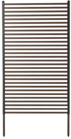 Outdoor Privacy Screens, PE-Coated Steel Slatted No-Dig Kit, Dark Brown Panel, Freestanding Privacy Fence for Outside Backyard Garden Patio Privacy Screen, Metal Decorative Fence Panels(60x90cm (23.62