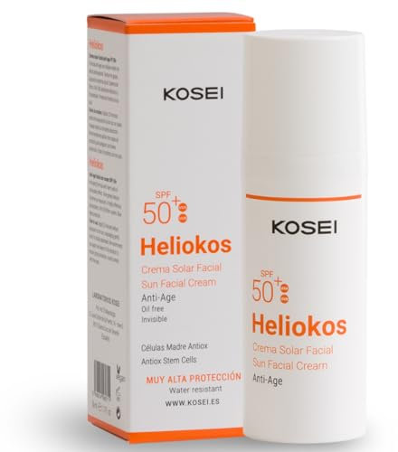 KOSEI | HELIOKOS Crema Solar Facial 50 | Protector Solar 50 Facial | Previene de las Quemaduras y Enrojecimiento | Protección UVA/UVB | Crema Solar Antiarrugas on Vitamina E