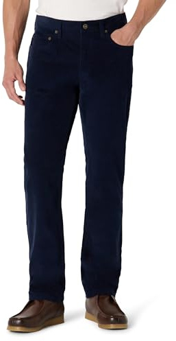 Amazon Essentials Pantaloni in Velluto a Coste a 5 Tasche Taglio Dritto Uomo, Blu Marino, 28W / 32L
