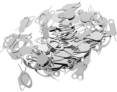 Veemoon 100pièces Lot de Outils Extracteurs Carte Sim Acier Inoxydable Compatibles Téléphones Mobiles Et Tablettes Léger Et Portable pour Retrait Facile