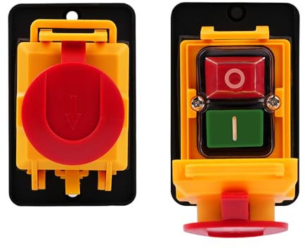 Wattive Interruptor de seguridad equivalente a KJD22-6 PIN 250 V 12 A máquina interruptor de botón electromagnético, IP54, resistente al agua, interruptor empotrable, interruptor de voltaje cero