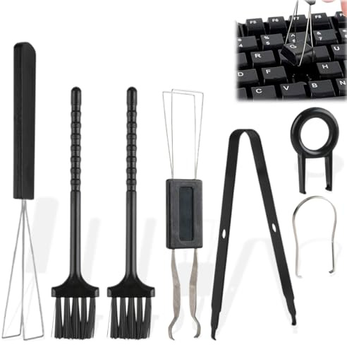 YAYNO 7 Piezas Kit de Extractor de Teclado Extracción de Teclas Extractor de Teclas Incluye Extractores Teclas y Interruptores, Pinzas, Cepillos de Limpieza y Extractor Eje Dual, para Mantenimiento