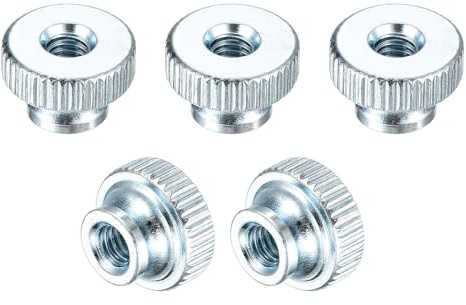 QUARKZMAN Tuercas Moleteadas Para Girar Con Los Dedos, 5Pzs M4 x 12 x 8mm Tuerca Moleteada De Acero Al Carbono, Perillas Redondas De Ajuste Tuercas Para Partes De Impresoras 3D, Azul Blanco