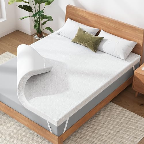 Gel Memory Foam Mattress Topper, Pain Relief, King Size 150x200x10cm, Grey | Gel Topper, Cool Sleep, Back Pain Relief, Breathable Washable Cover, Adjustable Straps & Anti-Slip Dots, 100-Night Trial