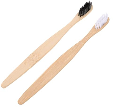 TOYANDONA Spazzolino da Denti 2 Pezzi in Bambù Biodegradabile Setole Flessibili per Adulti per Orale Quotidiana