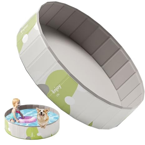 Hundpool – plaskdamm | PVC-husdjursbadkar, runt husdjursbadkar, ej uppblåsbart badkar, vikbar dusch för hundar, vuxna, spädbarn, inomhus och utomhus, bakgård, terrass, dec