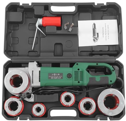 Macchina filettatrice elettrica, 2300 W, set di filettature per tubi con 6 matrici (1/2, 3/4, 1, 1-1/4, 1-1/2, 2), infila-tubi professionale