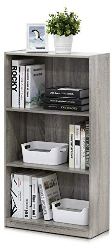 Furinno Estantería Básica De 3 Niveles para Estanterías, Gris Roble Francés, 99736Gyw